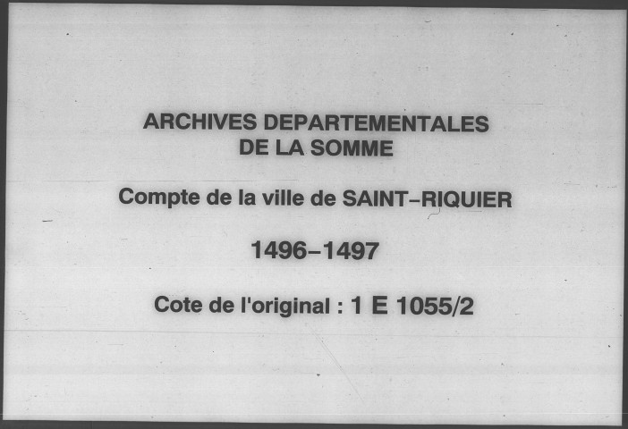 Comptes de la ville de Saint-Riquier