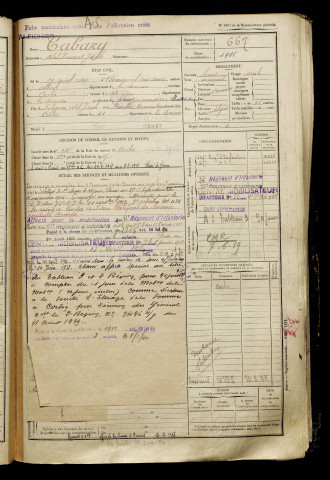 Cabary, Abel François Joseph, né le 10 août 1897 à Beaucourt-sur-l'Ancre (Somme), classe 1917, matricule n° 667, Bureau de recrutement d'Amiens