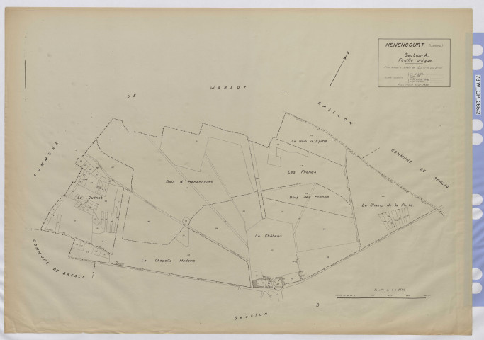 Plan du cadastre rénové - Hénencourt : section A