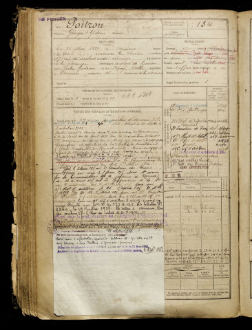 Poitron, Georges Gédéon, né le 26 mai 1889 à Amiens (Somme), classe 1909, matricule n° 184, Bureau de recrutement d'Amiens