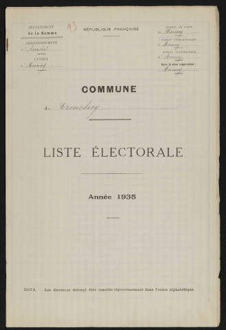Liste électorale : Hornoy-le-Bourg (Tronchoy)