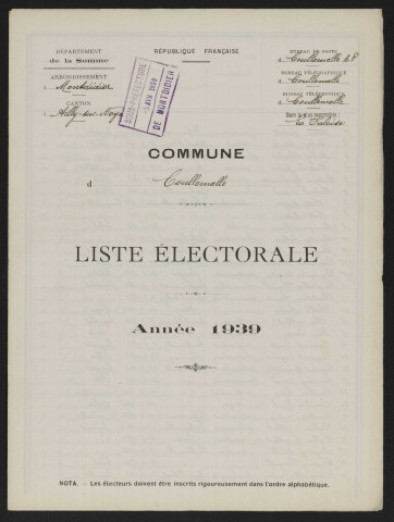 Liste électorale : Coullemelle
