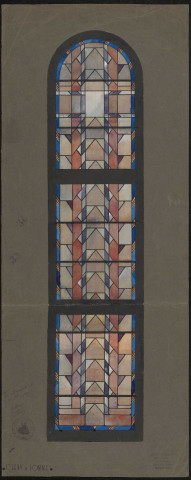 Dessin d'un vitrail de l'église de Cléry-sur-Somme. Reconstruction (1931)