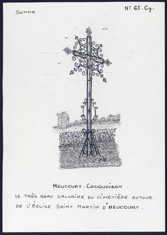 Heucourt-Croquoison : très beau calvaire au cimetière - (Reproduction interdite sans autorisation - © Claude Piette)