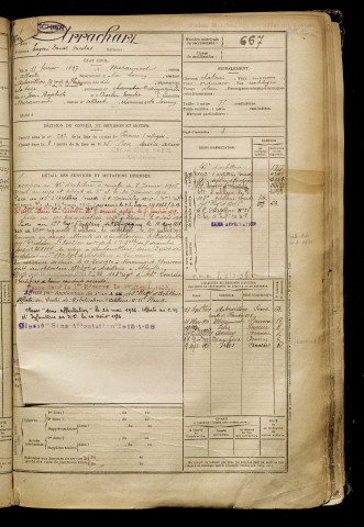 Arrachart, Eugène Daniel Nicolas, né le 11 février 1897 à Miraumont (Somme), classe 1917, matricule n° 667, Bureau de recrutement de Péronne