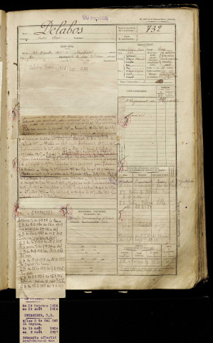 Delabos, André Olivier, né le 22 novembre 1895 à Neufchâtel-en-Bray (Seine-Maritime), classe 1915, matricule n° 732, Bureau de recrutement d'Abbeville