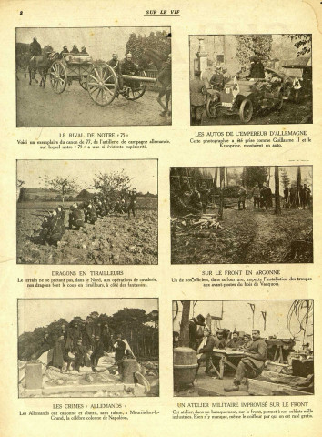 Journal "SUR LE VIF", photos et croquis de guerre, 1ère année n° 7. A la Une : "L'impératrice Augusta et la Croix-Rouge allemande"