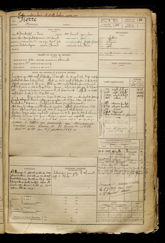 Pierre, Maurice, né le 02 décembre 1898 à Paris 20e Arrondissement (Paris), classe 1918, matricule n° 835, Bureau de recrutement de Péronne
