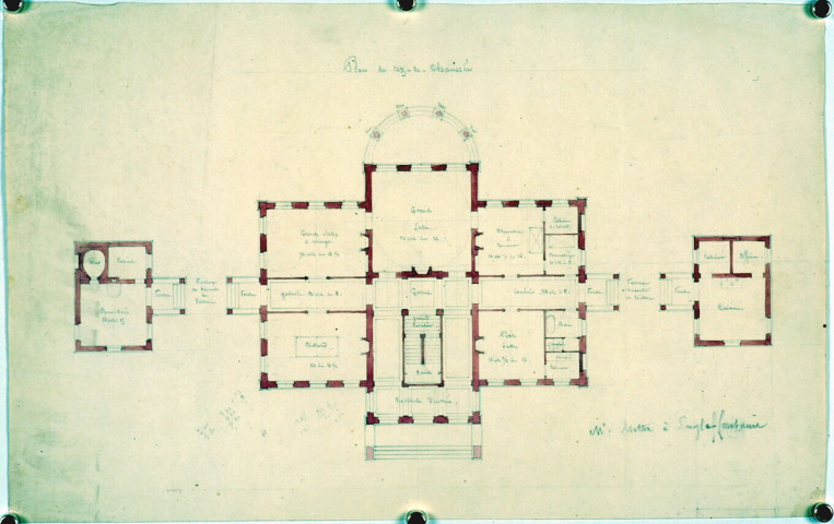Château d'Englefontaine : plan du rez-de-chaussée par l'architecte Delefortrie