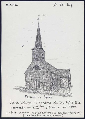 Fesmy-le-Sart (Aisne) : église Sainte-Elisabeth - (Reproduction interdite sans autorisation - © Claude Piette)