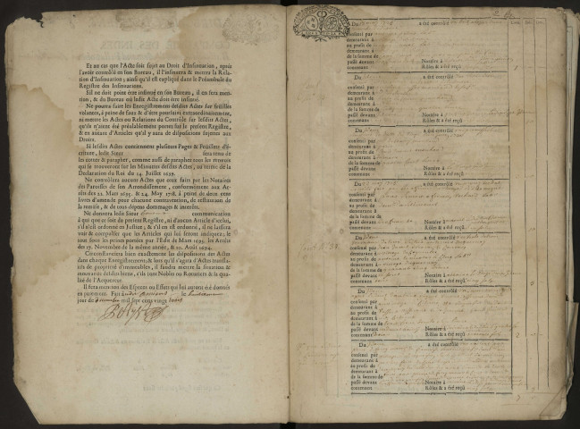 Contrôle des actes du bureau d'Airaines pour la période du 17 mai 1725 au 28 octobre 1725