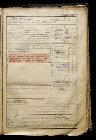 Caron, René Oscar, né le 29 juin 1898 à Chauny (Aisne), classe 1918, matricule n° 719, Bureau de recrutement d'Amiens