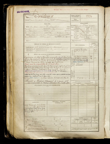 Bridoux, Henri Fernand Léon, né le 09 mai 1901 à Rosières-en-Santerre (Somme), classe 1921, matricule n° 224, Bureau de recrutement de Péronne