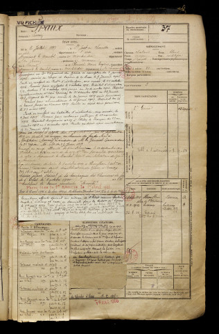 Graux, Lucien, né le 02 juillet 1897 à Saint-Just-en-Chaussée (Oise), classe 1917, matricule n° 37, Bureau de recrutement de Péronne