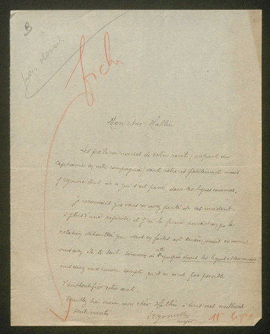 Témoignage de Bigonutte (Major) et correspondance avec Jacques Péricard