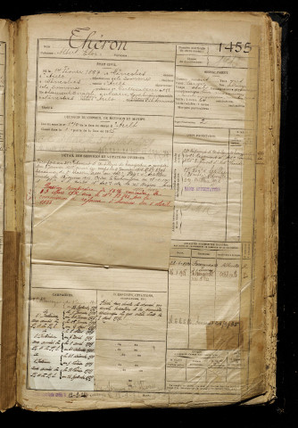 Théron, Albert Eloi, né le 14 février 1897 à Méneslies (Somme), classe 1917, matricule n° 1455, Bureau de recrutement d'Amiens