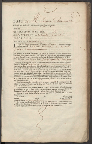 Contrôle des actes du bureau d’Amiens pour la période du 27 novembre 1732 au 16 juillet 1733