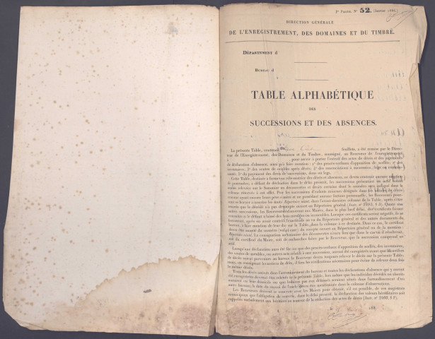 Table des successions et absences du bureau de Picquigny