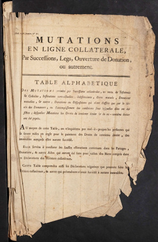 Tables des successions du bureau d’Amiens pour la période 1786-an 5