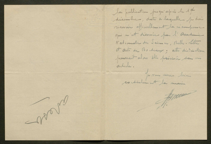 Témoignage de Anceau et correspondance avec Jacques Péricard