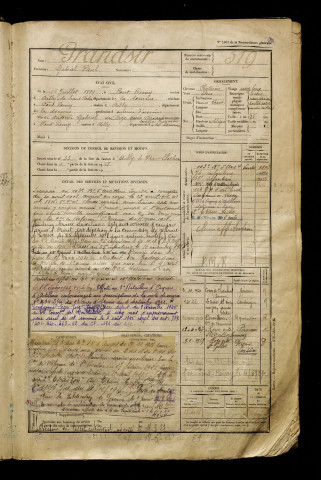 Grandsir, Gabriel Paul, né le 16 juillet 1899 à Pont-Remy (Somme), classe 1919, matricule n° 519, Bureau de recrutement d'Abbeville