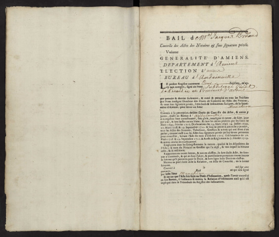 Contrôle des actes du bureau d'Andainville pour la période du 17 février 1747 au 30 mai 1748