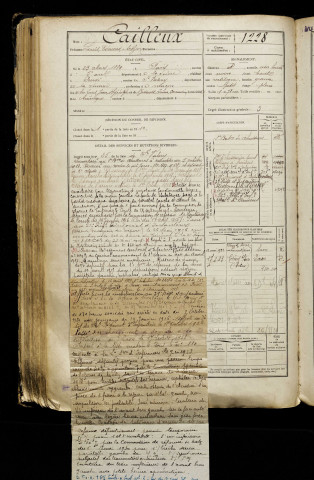 Cailleux, Louis Edmond Arthur, né le 23 mars 1889 à Paris 5e Arrondissement (Paris), classe 1909, matricule n° 1228, Bureau de recrutement d'Abbeville