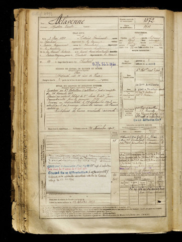 Delavenne, Gaston Emile, né le 03 mai 1881 à Estrées-Deniécourt (Somme), classe 1901, matricule n° 1072, Bureau de recrutement de Péronne