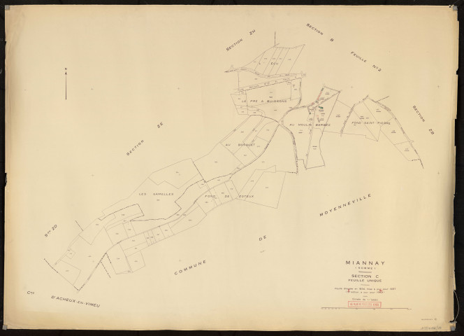 Plan du cadastre rénové - Miannay : section C