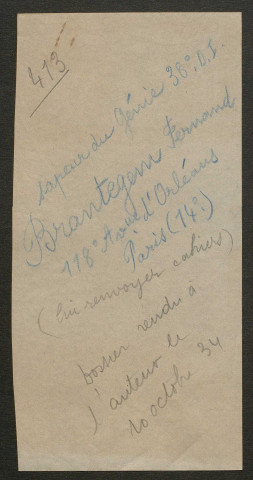 Témoignage de Brantegem, Fernand et correspondance avec Jacques Péricard