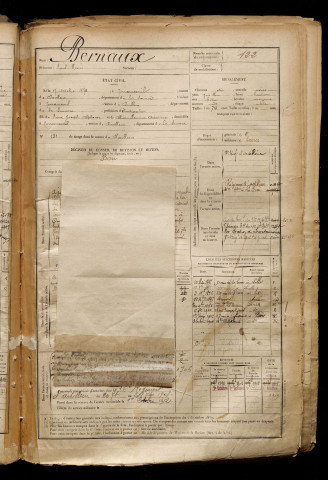 Bernaux, Paul Henri, né le 17 octobre 1872 à Terramesnil (Somme), classe 1892, matricule n° 122, Bureau de recrutement d'Abbeville