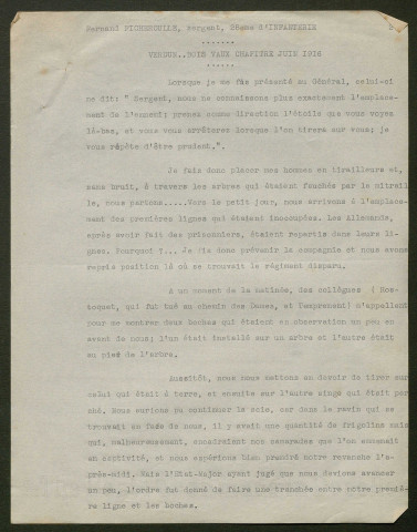 Témoignage de Ficheroulle, Fernand et correspondance avec Jacques Péricard