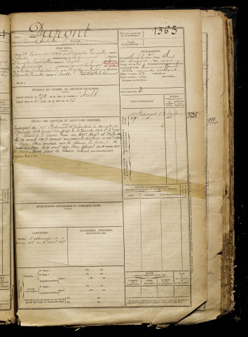 Dupont, Louis Antoine Lucien, né le 22 septembre 1897 à Saint-Quentin-la-Motte-Croix-au-Bailly (Somme), classe 1917, matricule n° 1365, Bureau de recrutement d'Abbeville