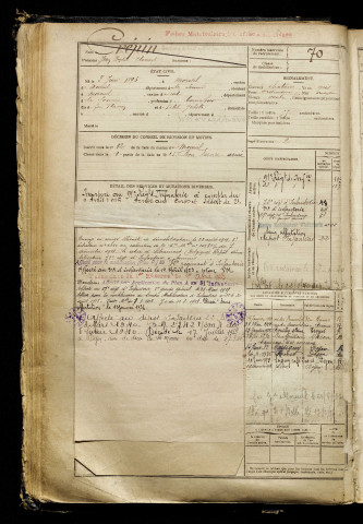 Crépin, Jean Baptiste Clément, né le 03 juin 1896 à Morisel (Somme), classe 1916, matricule n° 70, Bureau de recrutement de Péronne