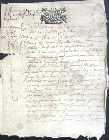 Etude de Me Henri Louette à Amiens (étude n°22). Minutes de l'année 1688