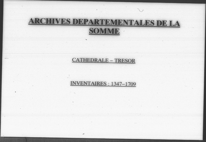 Inventaire du "Trésor de la cathédrale d'Amiens"