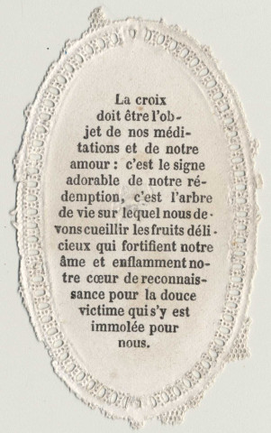 Image pieuse dentelle. Symbole de notre Salut. L'ange gardien