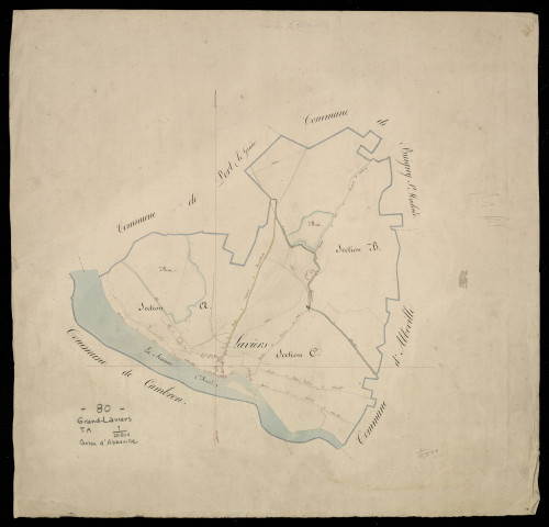 Plan du cadastre napoléonien - Grand-Laviers (Laviers) : tableau d'assemblage