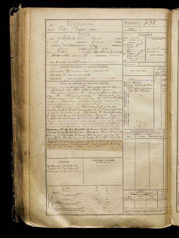 Vigneron, Victor Eugène, né le 23 septembre 1892 à Amiens (Somme), classe 1912, matricule n° 432, Bureau de recrutement d'Amiens