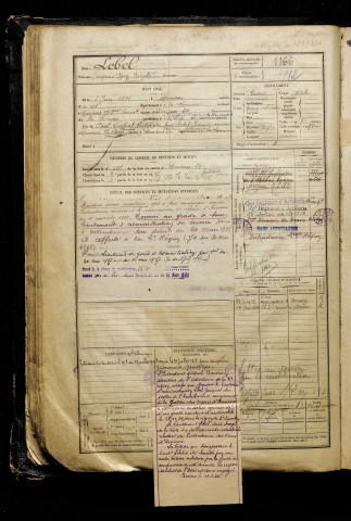 Lebel, Jacques René Emile Vincent, né le 08 juin 1898 à Amiens (Somme), classe 1918, matricule n° 1166, Bureau de recrutement d'Amiens