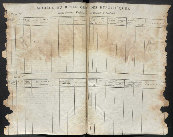 Répertoire des formalités hypothécaires, du 7 messidor an 11 au 4 frimaire an 12, registre n° 017 (Péronne)