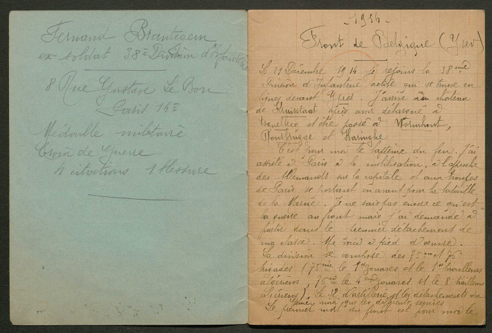 Témoignage de Brantegem, Fernand et correspondance avec Jacques Péricard