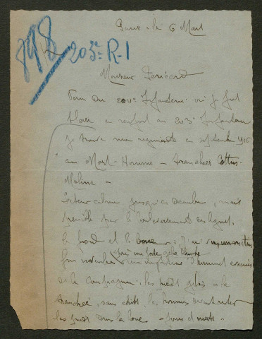 Témoignage de Jolison, R. (Sergent) et correspondance avec Jacques Péricard