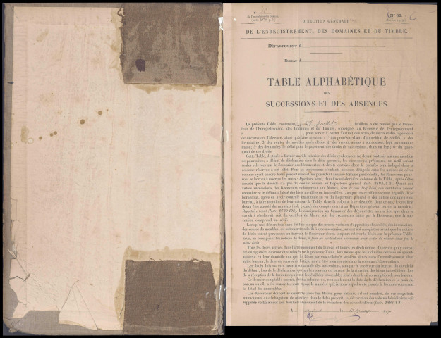 Table des successions et absences du bureau de Montdidier