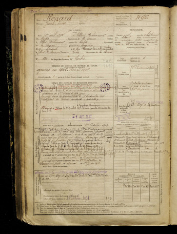 Renard, Joseph Ernest, né le 01 avril 1882 à Villers-Bretonneux (Somme), classe 1902, matricule n° 496, Bureau de recrutement d'Amiens