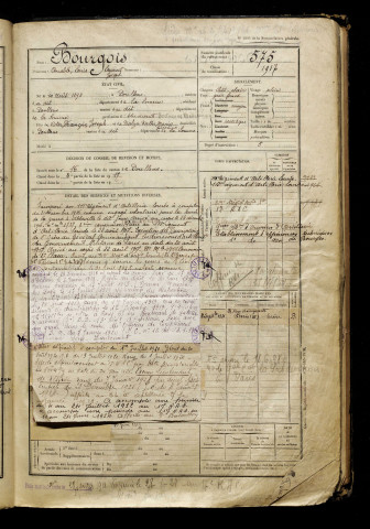 Bourgois, Amable Louis Laurent Joseph, né le 10 août 1898 à Doullens (Somme), classe 1918, matricule n° 575, Bureau de recrutement d'Abbeville