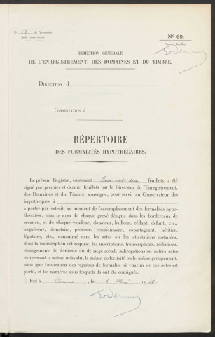 Répertoire des formalités hypothécaires, du 15/05/1948 au 20/09/1948, registre n° 022 (Conservation des hypothèques de Montdidier)