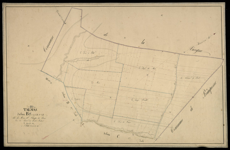 Plan du cadastre napoléonien - Talmas : Muses (Les) ; Champs de Pierre (Les), B1