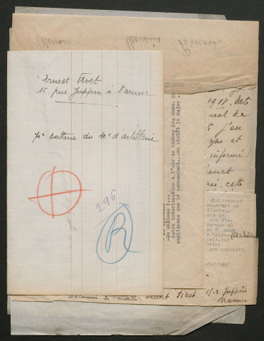 Témoignage de Fivet, Ernest (Observateur et agent de liaison) et correspondance avec Jacques Péricard