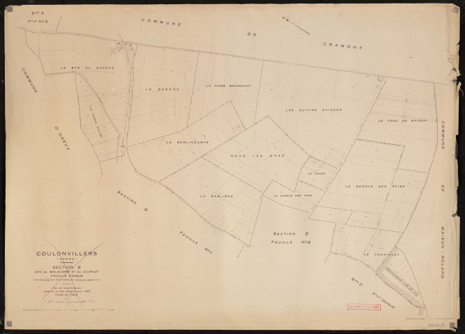 Plan du cadastre rénové - Coulonvillers : section B